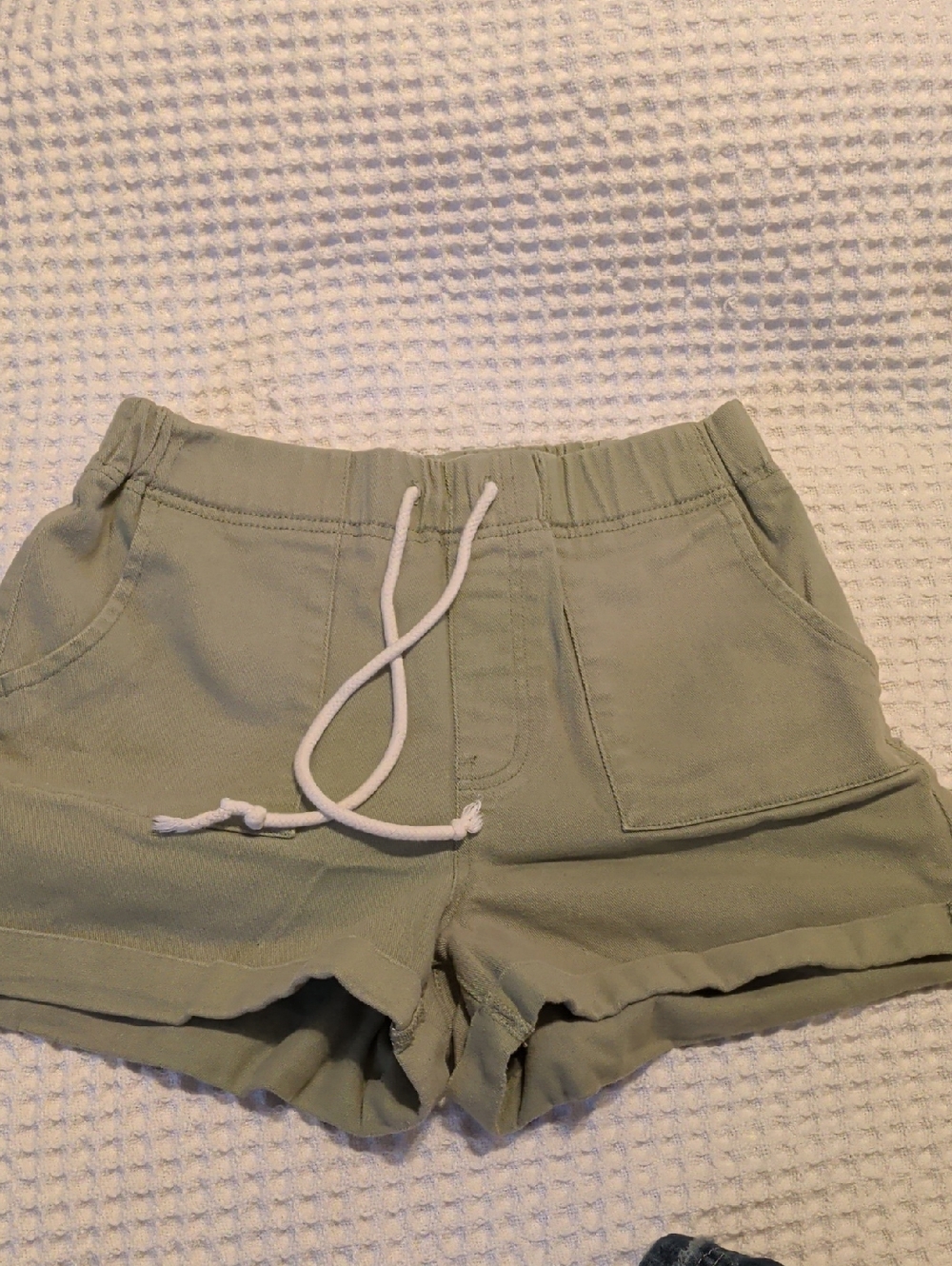 No Boundaries Sage Green High Waist Drawstring Shorts